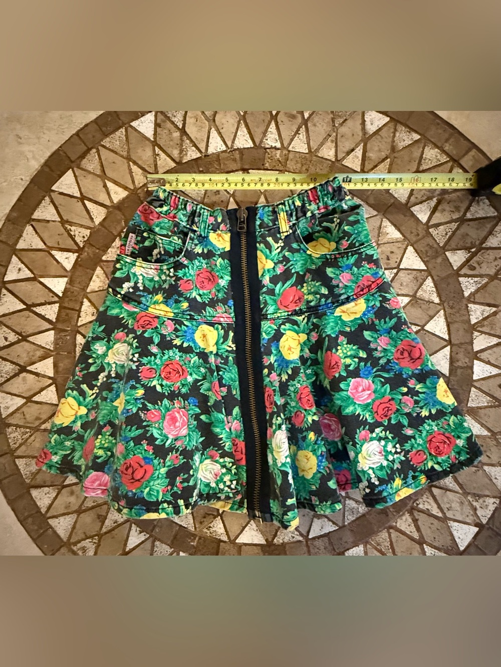 SUPER RARE I.N. Express by Nobu Ikeda floral denim skirt